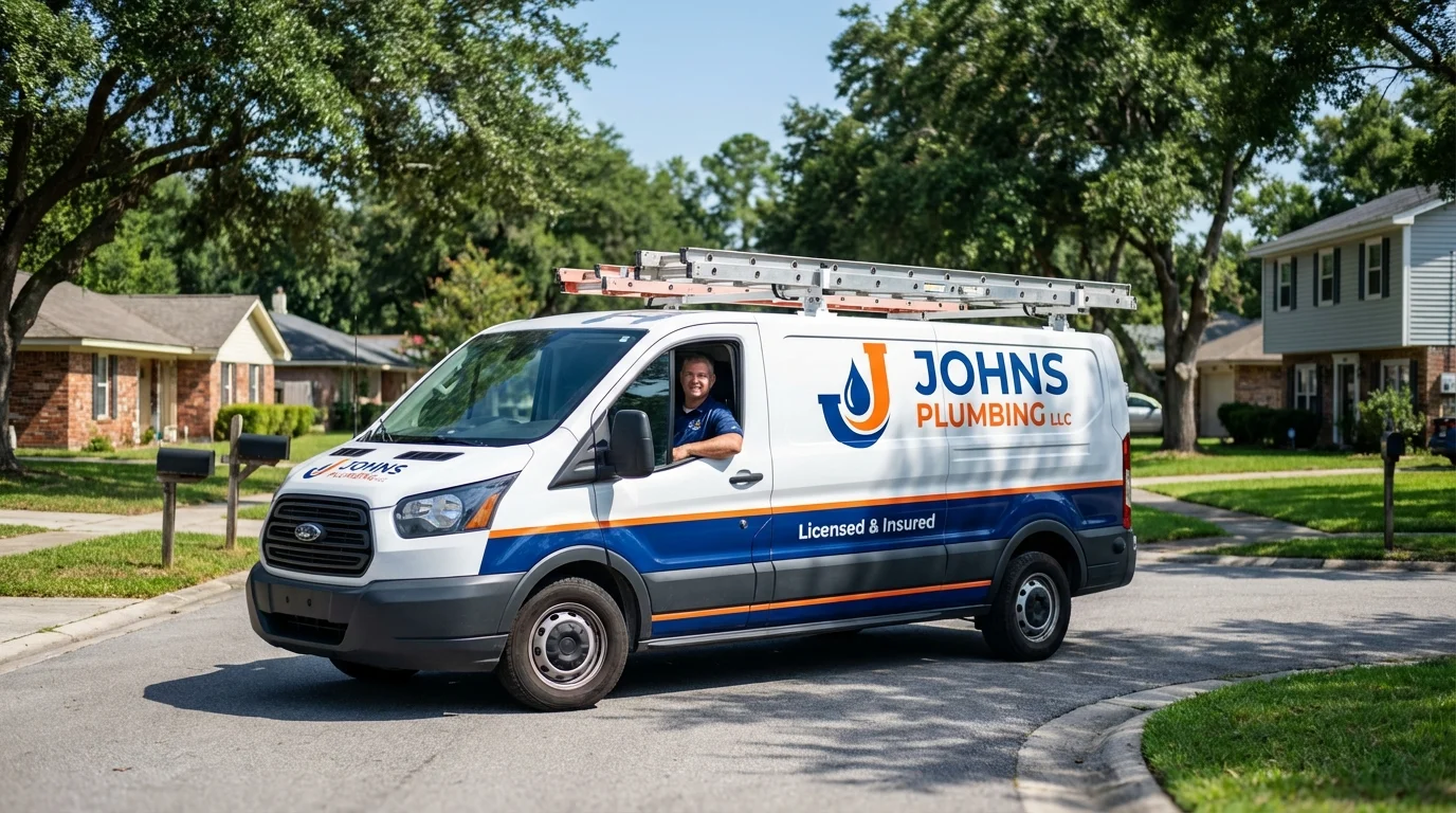 Johns Plumbing LLC service van in Convent, LA