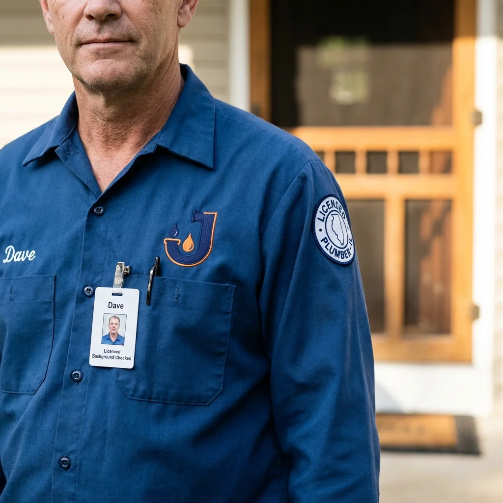 Licensed plumber showing ID badge in Convent, LA