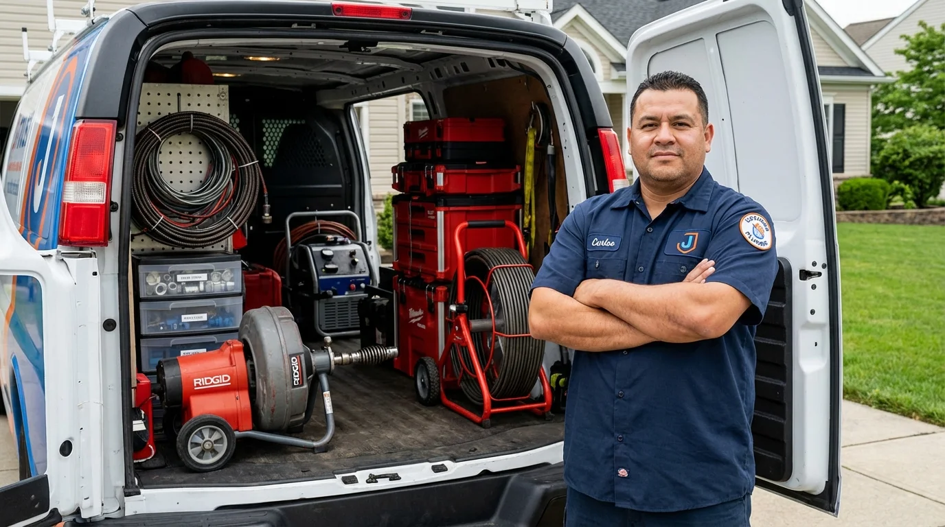 Professional drain cleaning equipment and Johns Plumbing LLC plumber in Convent