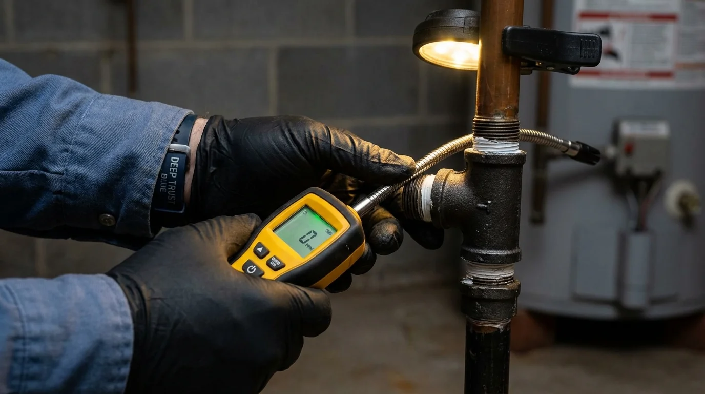 Gas leak detection with electronic sniffer by Johns Plumbing LLC in Convent