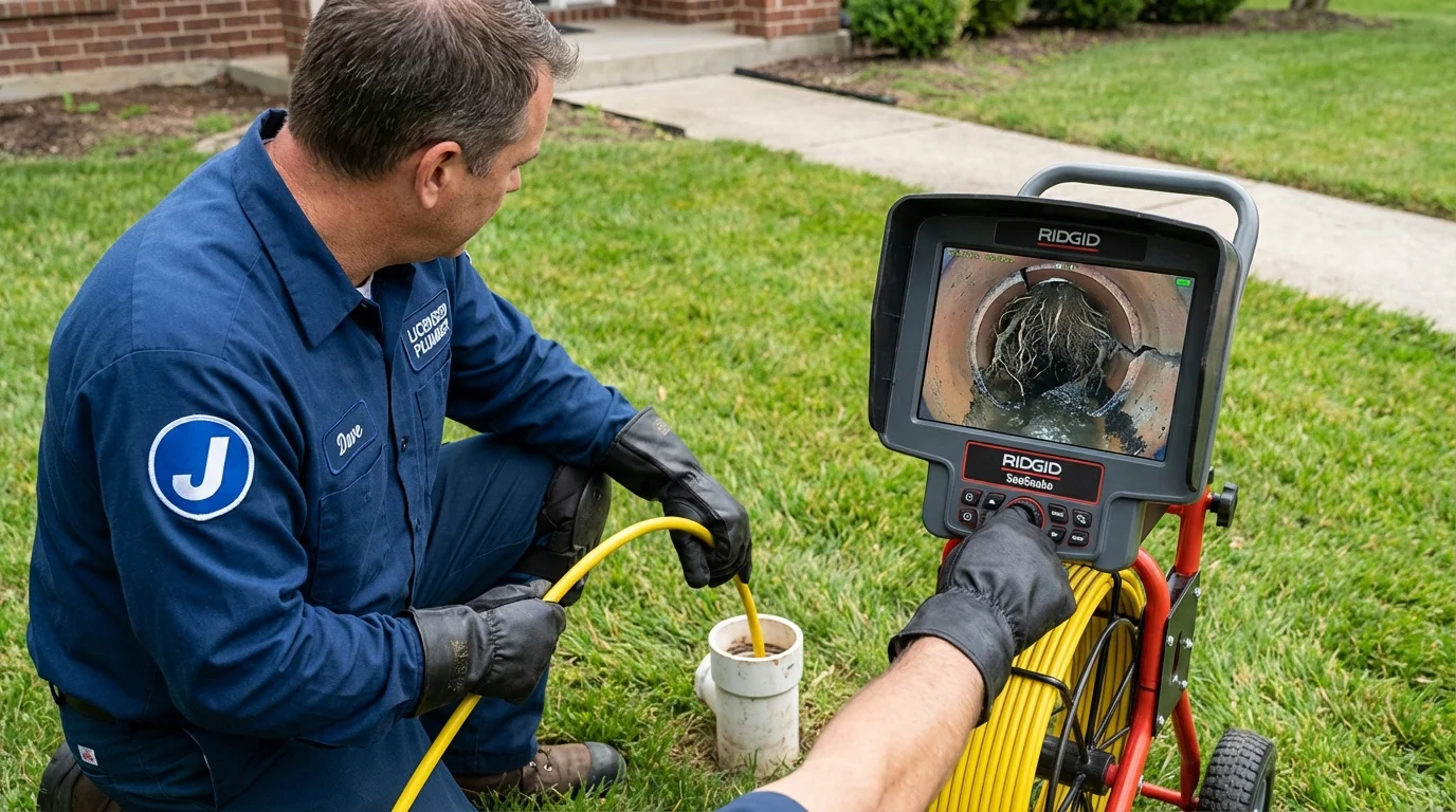 Sewer camera inspection being performed by Johns Plumbing LLC in Convent